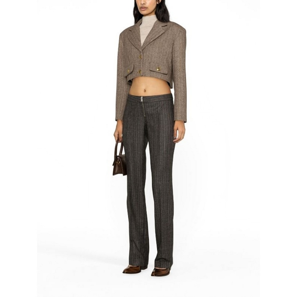 2. Stella McCartney Office Siren Low Rise Wool Gray Pinstripe Trouser